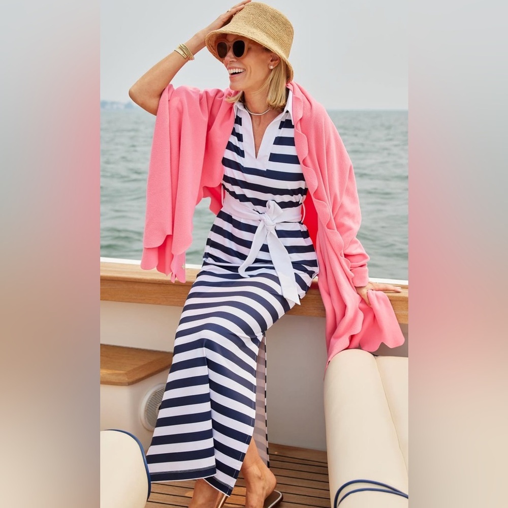 Dudley Stephens Madaket Maxi Dress Navy White Stripes Small